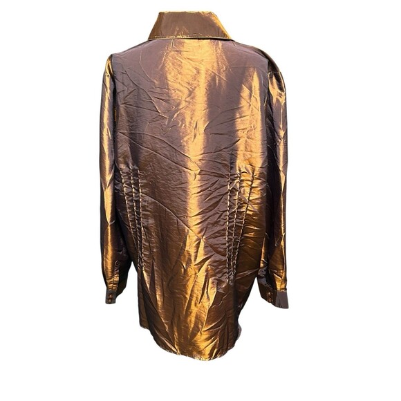 Coldwater Creek Iridescent, blouse  bronze metallic Beads 2X Whimsygoth Fairy - Picture 3 of 9